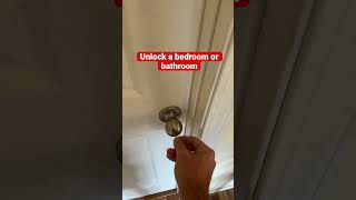 How to unlock a bedroom or bathroom privacy handle #diy #fyp #shorts