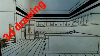 How to Draw a Kitchen in one 1 - Point Perspective