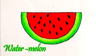 Draw water melon and colour it - easy