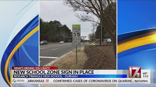 New school zone sign in place in Durham following CBS 17 report