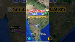 Hyderabad to Jeddah flight Route India 🇮🇳 Saudi 🇸🇦 ✈️ #flightpath #automobile #googl #flightroute