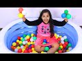 Shfa Bermain Air Dalam Balon Bernyanyi Finger Family Song Nursery Rhymes Learn Color With Balloons