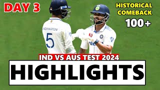 Full Highlights | India vs Australia 4th Test Day 3 2024 | Ind vs AUS