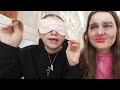 doing my sister‘s makeup blindfolded 😱😂