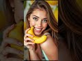 a girl eating banana banana animation aigenerated fruit ytshorts shorts