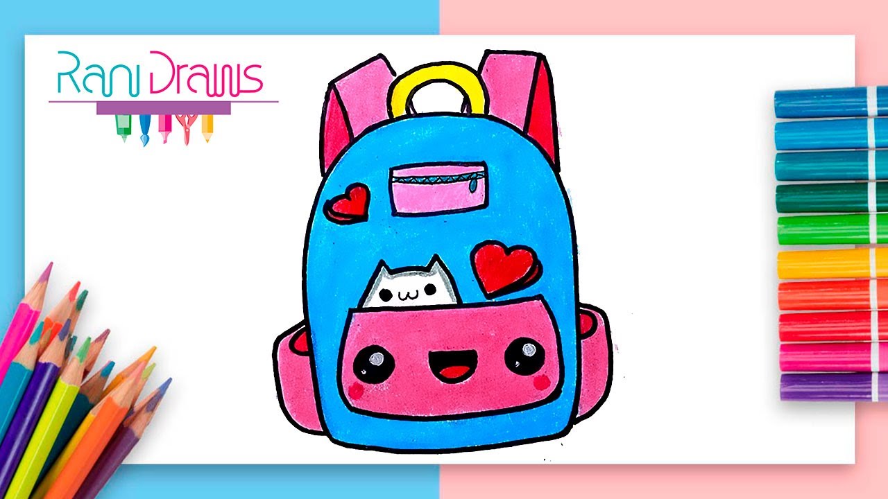 Cómo Dibujar Una MOCHILA Kawaii - Ideas De Dibujos Fáciles