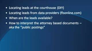 Overview of the class-How To Buy Texas Foreclosures