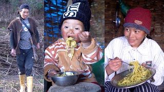 manjita is cooking noodles for her family in her shed || shepherd life of Nepal || Rural Nepal