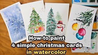 easy watercolor christmas cards in 15 min / for beginners