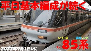 【豪雨の影響でしなの12号-18号・しらさぎ号13号-16号運休！！！ひだ13号・14号は名古屋-高山間の区間運休に！！！】シリーズ キハ85系「南紀＆ひだ」】【2022年9月1日(木)晴】