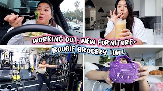 working out, new furniture + bougie grocery haul!!