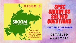 SPSC Sikkim GK Detailed Analysis Video 8 Feed Mill Operator Written Examination 2021