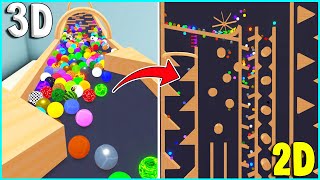 Turning A 3D Marble Run Into A 2D Marble Run - Marble World Gameplay