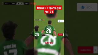 Arsenal vs Sporting CP 1-1 | Highlights UEFA Europa League | Agg 3-3 | Pen 3-5 #shorts