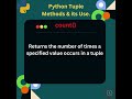 Exploring Python Tuple Methods 'count()' #python  #coding  #interview #pythontutorial