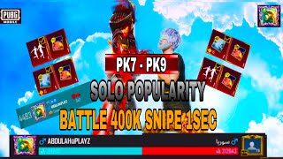 PK7 TO PK9 Solo Popularity Battle Pubg Mobile😍How Much Money And Popularity Spended?