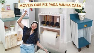 Moveis que fiz usando sobra de madeira de guarda roupa velho! DECORAÇÃO BAIXO CUSTO