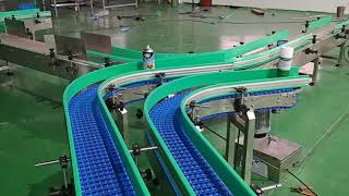 90 degree curved mini modular belt conveyor testing in MAXSEN conveyor factory