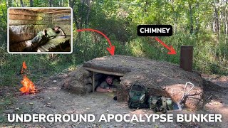 Solo Overnight Building an Underground Apocalypse Bunker in the Woods and Turkey SPAM with Eggs