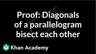 Proof: Diagonals of a parallelogram bisect each other | Quadrilaterals | Geometry | Khan Academy