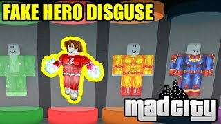 Playing Jailbreak With Superheroes Roblox Mad City Poke - disguising as the hero spawn roblox mad city