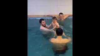 Hasbulla Magomedov swimming in the pool