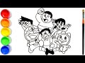 How to draw Doraemon, Doraemon Ki Drawing, Doraemon, Nobita, Shizuka, Dorami, Gian, Suneo