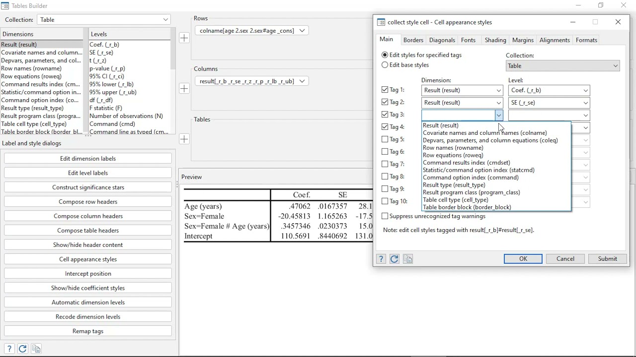 Customizable Tables In Stata 17: How To Create Tables For A Regression ...