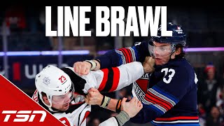 Devils/Rangers break into full on line brawl right from puck drop