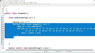 Program to remove vowels from a String | String in java