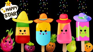 Funky Fruits with Ice Cream Stick Dancing - Baby Sensory Video - Happy Star Dancing