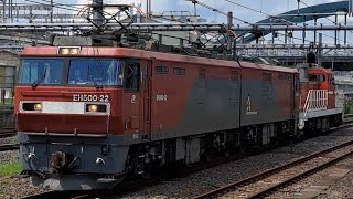 《DD200-6 東新潟機関区常駐機交換(返却)》EH500 22号機[仙貨](JRFマーク無し)+ムドDD200 6号機[愛]が大宮駅6番線を通過！(臨8764列車・臨A505)