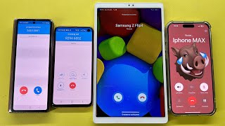 Four incoming Call SkyPhone on Samsung Tab A7 vs iPhone 15pro MAX vs Samsung S10E vs Z Fold2