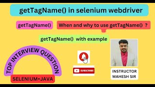getTagName in selenium | getTagName() command in selenium - Webdriver | gettagname() methods