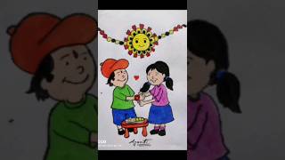 Rakhi bandhan drawing💙💚 rakshabandhan drawing #part2#brother&sisterdrawing #rakhi #shortsfeed #viral
