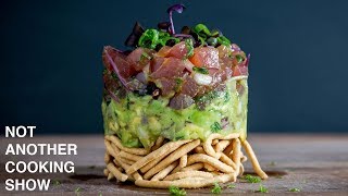 how to make a HAWAIIAN TUNA POKE TOWER