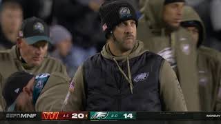 Eagles fans are booing after trailing at halftime to the Commanders