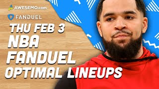 FanDuel NBA Lineups Thursday 2/3/22 | NBA DFS FanDuel ConTENders Awesemo.com Today