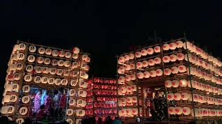 久喜鷲宮八坂祭り鷲宮神社前で早打ちしながら旭町山車回転20190728