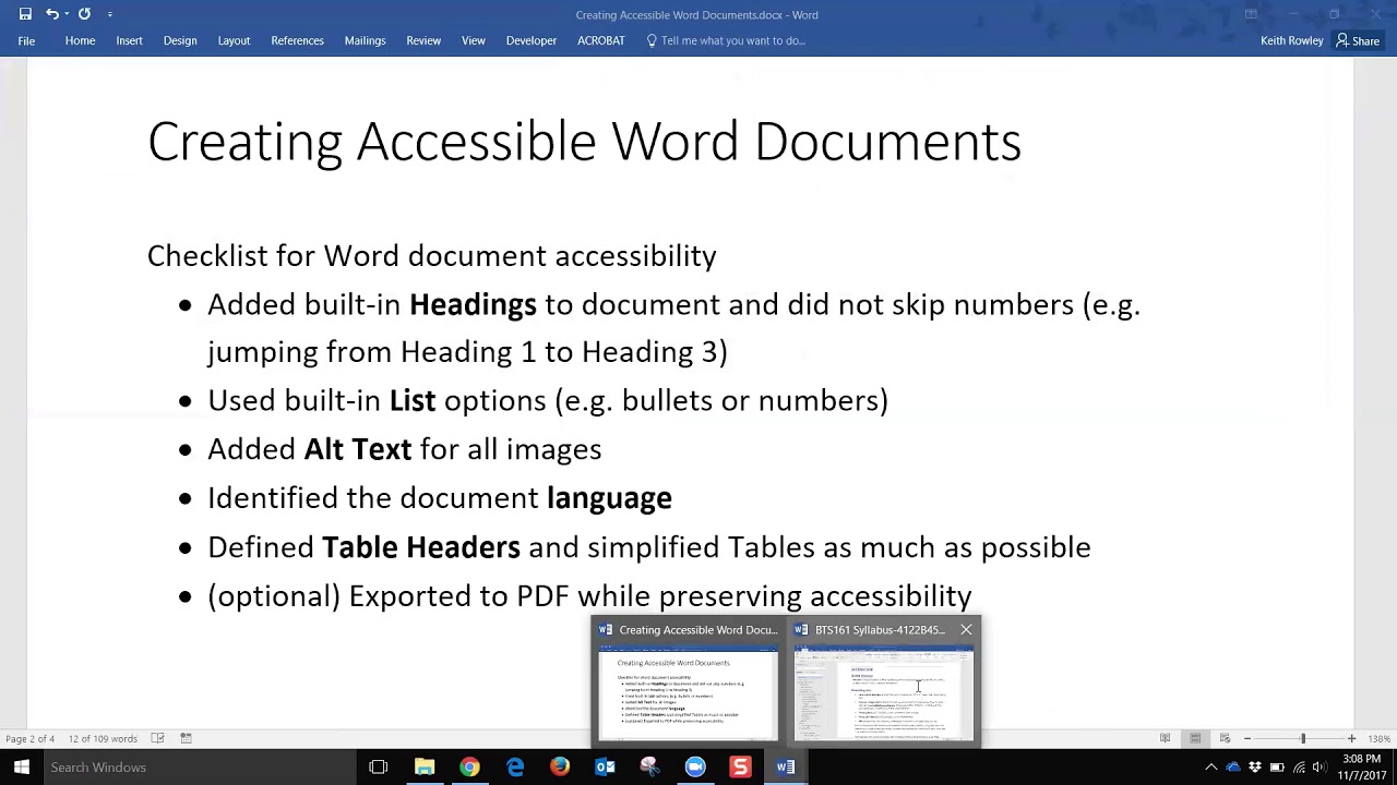 Creating Accessible Word Documents - YouTube