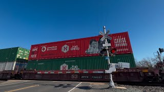 UP 6861 Z-Train Intermodal with Mid-DPU South - E. Armstrong Road Railroad Crossing, Lodi CA