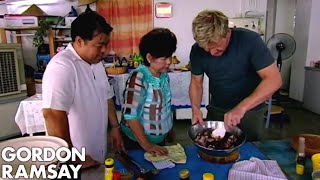 Gordon Ramsay Helps Prepare Food For A Malaysian Dinner Party | Gordon's Great E