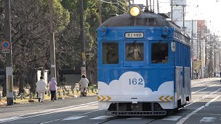 【60P】阪堺電車601形・701形・モ161形（吊り掛け駆動）・1101形到着・発車シーン　　松虫、姫松、北畠駅にて