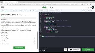 GeeksforGeeks :Implement stack using array(Python Solution)