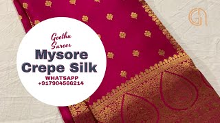 Exclusive Rani Pink Collections Of Pure Mysore Crepe Silk Sarees With Silk Mark Certified