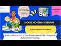 MouseHover Functionality in Selenium  Automation testing by using Actions class