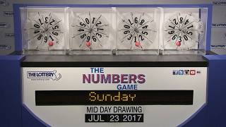 Midday Numbers Game Drawing: Sunday, July 23, 2017