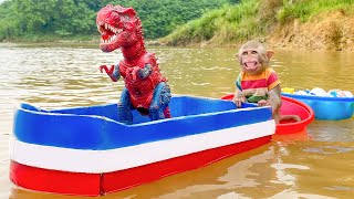 BiBon Monkey goes boat bath in a bathtub full to pick fruit Animal Islands