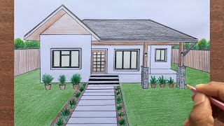 How to Draw a House in 1-Point Perspective Step By Step