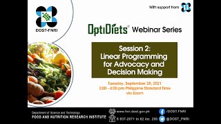 OPTIDIETS Webinar Series, Session 2: Linear Programming for Advocacy and Decision Making